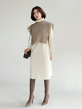 「DHOLIC（ディーホリック）のアイテム（ワンピース/ドレス）」を使った、ディーホリックさん（レディース・163cm）の冬コーディネート