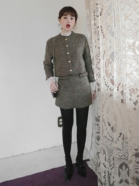 「DHOLIC（ディーホリック）の新作10％OFF（Tシャツ/カットソー）」を使った、ディーホリックさん（レディース・165cm）の冬コーディネート