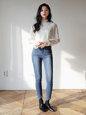 「総レース」｜ディーホリックさん（レディース・163cm）の冬コーディネート