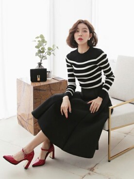 「DHOLIC（ディーホリック）のアイテム（パンプス）」を使った、ディーホリックさん（レディース・163cm）の冬コーディネート