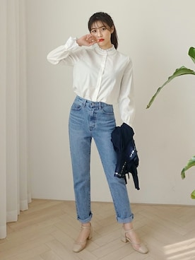 「DHOLIC（ディーホリック）の新作10％OFF（Tシャツ/カットソー）」を使った、ディーホリックさん（レディース・165cm）の冬コーディネート