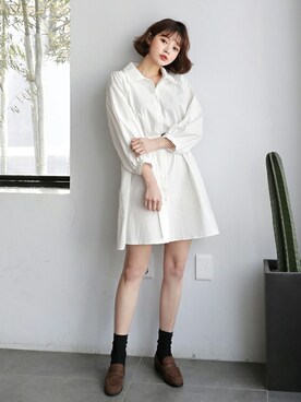 「coordinate」｜「アイテム（シャツワンピース）」を使った、ディーホリックさん（レディース・165cm）の冬コーディネート