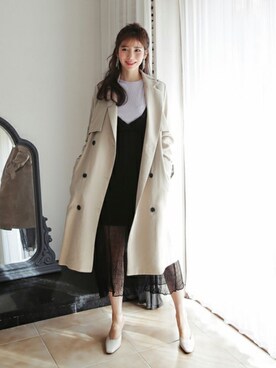 「DHOLIC（ディーホリック）のアイテム（トレンチコート）」を使った、ディーホリックさん（レディース・165cm）の春コーディネート