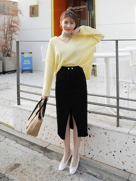 「DHOLIC（ディーホリック）の新作10％OFF（Tシャツ/カットソー）」を使った、ディーホリックさん（レディース・165cm）の春コーディネート