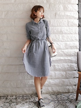 「coordinate」｜「アイテム（シャツワンピース）」を使った、ディーホリックさん（レディース・165cm）の春コーディネート