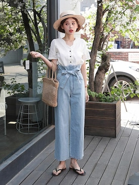 「DHOLIC（ディーホリック）の新作10％OFF（Tシャツ/カットソー）」を使った、ディーホリックさん（レディース・165cm）の春コーディネート