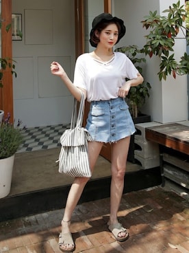 「DHOLIC（ディーホリック）のアイテム（トートバッグ）」を使った、ディーホリックさん（レディース・165cm）の春コーディネート