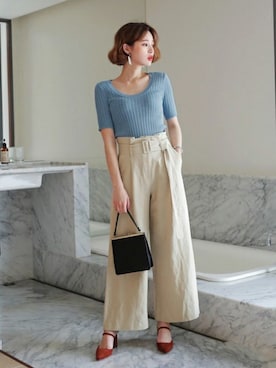 「DHOLIC（ディーホリック）のアイテム（パンツ）」を使った、ディーホリックさん（レディース・165cm）の春コーディネート