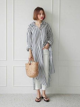 「DHOLIC（ディーホリック）の新作10％OFF（Tシャツ/カットソー）」を使った、ディーホリックさん（レディース・165cm）の春コーディネート