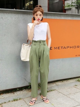 「DHOLIC（ディーホリック）のアイテム（トートバッグ）」を使った、ディーホリックさん（レディース・165cm）の夏コーディネート