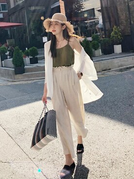 「DHOLIC（ディーホリック）の新作10％OFF（Tシャツ/カットソー）」を使った、ディーホリックさん（レディース・165cm）の夏コーディネート