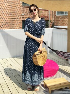 「DHOLIC（ディーホリック）の新作10％OFF（Tシャツ/カットソー）」を使った、ディーホリックさん（レディース・166cm）の夏コーディネート