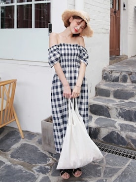 「DHOLIC（ディーホリック）のアイテム（ワンピース/ドレス）」を使った、ディーホリックさん（レディース・165cm）の夏コーディネート