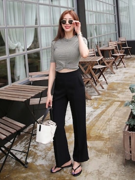 「coordinate」｜「アイテム（スラックス）」を使った、ディーホリックさん（レディース・165cm）の夏コーディネート