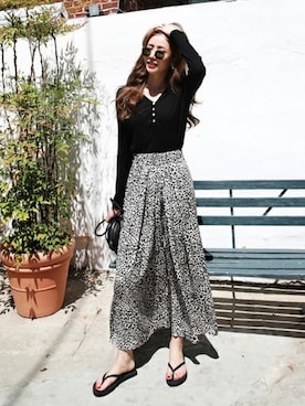 「DHOLIC（ディーホリック）のアイテム（Tシャツ/カットソー）」を使った、ディーホリックさん（レディース・165cm）の夏コーディネート