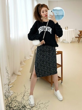 「DHOLIC（ディーホリック）の新作10％OFF（Tシャツ/カットソー）」を使った、ディーホリックさん（レディース・165cm）の夏コーディネート