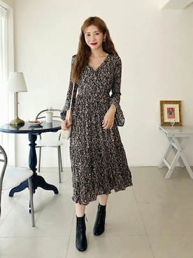 「DHOLIC（ディーホリック）のアイテム（ワンピース/ドレス）」を使った、ディーホリックさん（レディース・165cm）の秋コーディネート