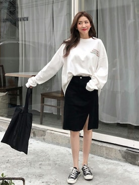 「DHOLIC（ディーホリック）のアイテム（トートバッグ）」を使った、ディーホリックさん（レディース・165cm）の秋コーディネート