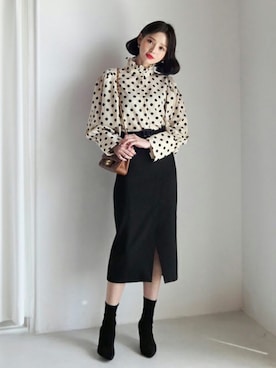 「DHOLIC（ディーホリック）のアイテム（ピアス（両耳用））」を使った、ディーホリックさん（レディース・165cm）の秋コーディネート