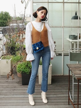 「アイテム（キャミソール）」を使った、ディーホリックさん（レディース・165cm）の秋コーディネート