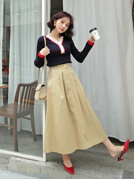 「DHOLIC（ディーホリック）のアイテム（ピアス（両耳用））」を使った、ディーホリックさん（レディース・165cm）の秋コーディネート