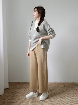 「DHOLIC（ディーホリック）の新作10％OFF（Tシャツ/カットソー）」を使った、ディーホリックさん（レディース・165cm）の秋コーディネート