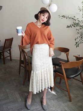 「DHOLIC（ディーホリック）のアイテム（スカート）」を使った、ディーホリックさん（レディース・165cm）の秋コーディネート