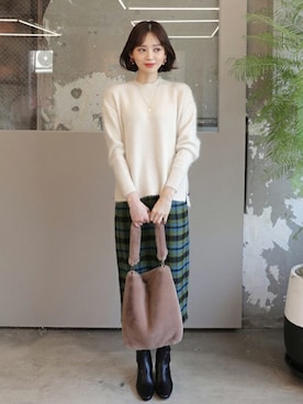 「アンゴラニット」｜ディーホリックさん（レディース・165cm）の秋コーディネート
