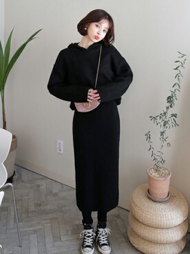 「DHOLIC（ディーホリック）のアイテム（ピアス（両耳用））」を使った、ディーホリックさん（レディース・165cm）の秋コーディネート