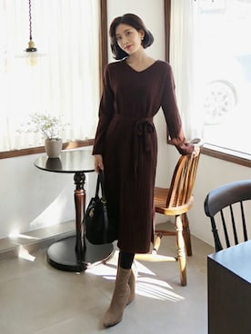 「DHOLIC（ディーホリック）のアイテム（ワンピース/ドレス）」を使った、ディーホリックさん（レディース・165cm）の秋コーディネート