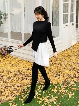 「DHOLIC（ディーホリック）のアイテム（ピアス（両耳用））」を使った、ディーホリックさん（レディース・165cm）の秋コーディネート