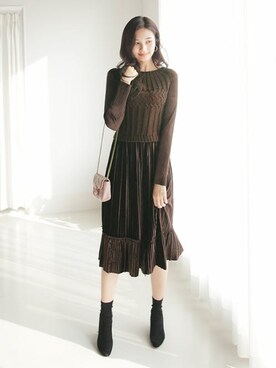 「DHOLIC（ディーホリック）のアイテム（ワンピース/ドレス）」を使った、ディーホリックさん（レディース・163cm）の秋コーディネート