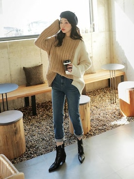 「DHOLIC（ディーホリック）の新作10％OFF（Tシャツ/カットソー）」を使った、ディーホリックさん（レディース・165cm）の秋コーディネート