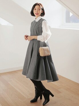 「DHOLIC（ディーホリック）のアイテム（ワンピース/ドレス）」を使った、ディーホリックさん（レディース・165cm）の冬コーディネート