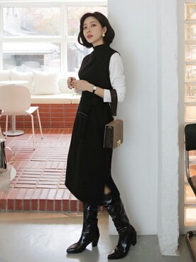 「DHOLIC（ディーホリック）のアイテム（ピアス（両耳用））」を使った、ディーホリックさん（レディース・165cm）の冬コーディネート