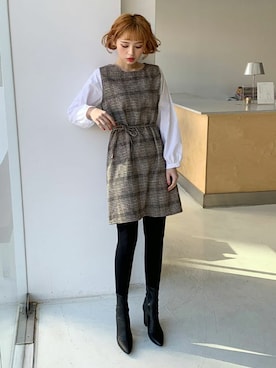 「DHOLIC（ディーホリック）の新作10％OFF（Tシャツ/カットソー）」を使った、ディーホリックさん（レディース・165cm）の冬コーディネート