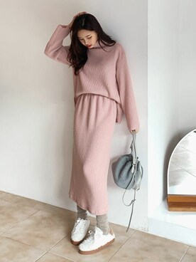 「ニットアップ」｜ディーホリックさん（レディース・163cm）の冬コーディネート