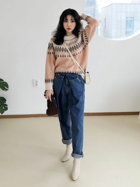 「ノルディックセーター」｜ディーホリックさん（レディース・165cm）の冬コーディネート