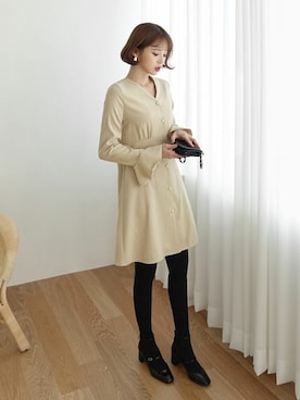 「DHOLIC（ディーホリック）の新作10％OFF（Tシャツ/カットソー）」を使った、ディーホリックさん（レディース・165cm）の冬コーディネート