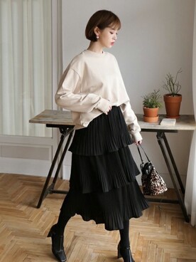 「DHOLIC（ディーホリック）のアイテム（スカート）」を使った、ディーホリックさん（レディース・165cm）の冬コーディネート