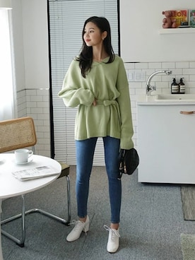 「DHOLIC（ディーホリック）のアイテム（Tシャツ/カットソー）」を使った、ディーホリックさん（レディース・163cm）の冬コーディネート