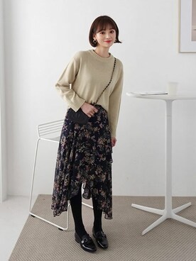 「DHOLIC（ディーホリック）の新作10％OFF（Tシャツ/カットソー）」を使った、ディーホリックさん（レディース・165cm）の冬コーディネート