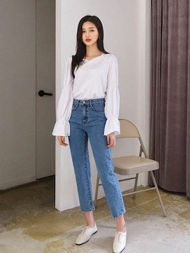 「DHOLIC（ディーホリック）のアイテム（Tシャツ/カットソー）」を使った、ディーホリックさん（レディース・163cm）の冬コーディネート
