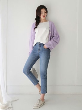 「DHOLIC（ディーホリック）のアイテム（Tシャツ/カットソー）」を使った、ディーホリックさん（レディース・163cm）の春コーディネート