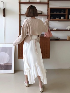 「リブ　」｜「アイテム（アクセサリー）」を使った、ディーホリックさん（レディース・163cm）の春コーディネート