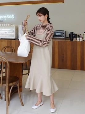 「DHOLIC（ディーホリック）の新作10％OFF（Tシャツ/カットソー）」を使った、ディーホリックさん（レディース・164cm）の春コーディネート