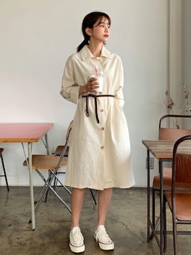 「シャツワンピ」｜ディーホリックさん（レディース・163cm）の春コーディネート