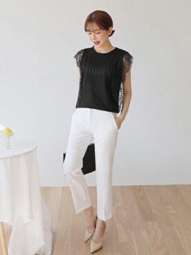 「DHOLIC（ディーホリック）のアイテム（ピアス（両耳用））」を使った、ディーホリックさん（レディース・163cm）の春コーディネート