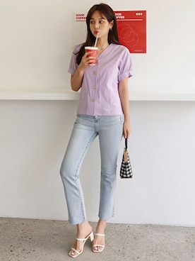 「DHOLIC（ディーホリック）の新作10％OFF（Tシャツ/カットソー）」を使った、ディーホリックさん（レディース・165cm）の春コーディネート