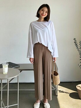 「プリーツ」｜ディーホリックさん（レディース・163cm）の春コーディネート